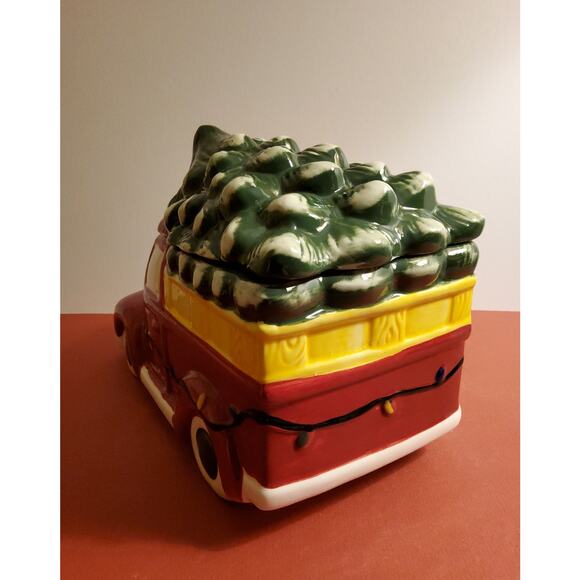 Red Truck with Christmas Tree Cookie Jar - Santa's Workshop by WINTER WONDER - Picture 3 of 5